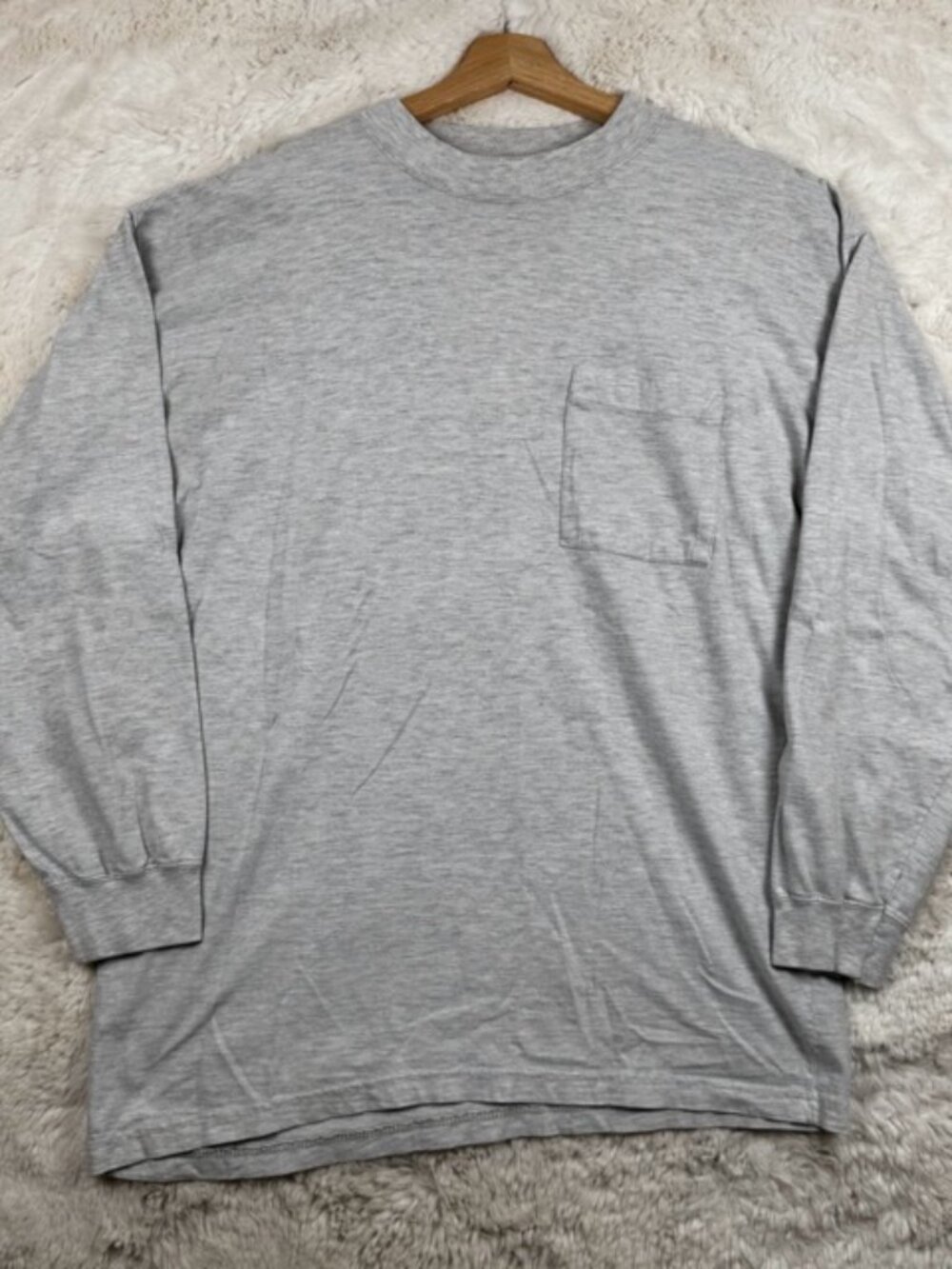 Vintage Via America Trails Long Sleeve Pocket Shirt Men's Large Heathered Grey